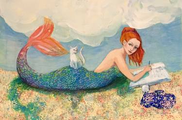 Original Figurative Cats Paintings by Jana McCullough