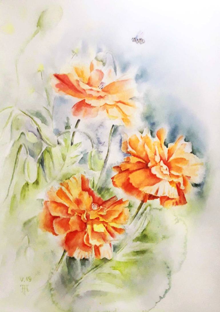 Flowers Wall Art Decor. Poppies Original Watercolor Art Painting By Natali Babiichuk | Saatchi Art