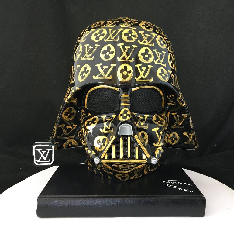 Original Cinema Sculpture by Norman Gekko | Conceptual Art on Plastic | Louis Vuitton DARTH VADER Gold