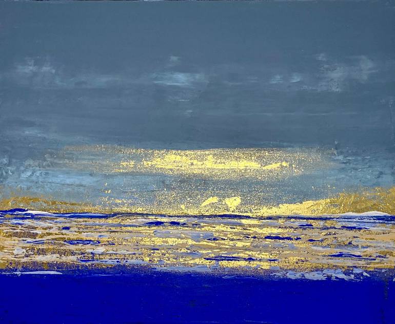 Original Seascape Painting by Brigitte Dravet | Abstract Art on Canvas | Sun on the sea