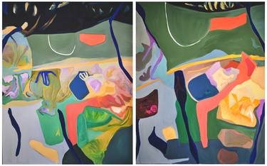 Diptych Diplopia II, Seeing is Believing, Abstract Fantastic Landscape thumb