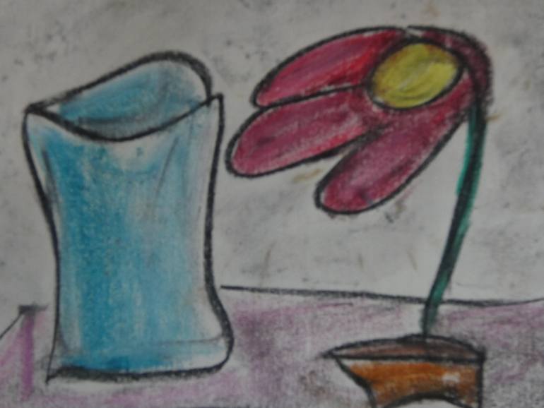 Original Abstract Expressionism Floral Drawing by Laura Bernardeschi Nelson