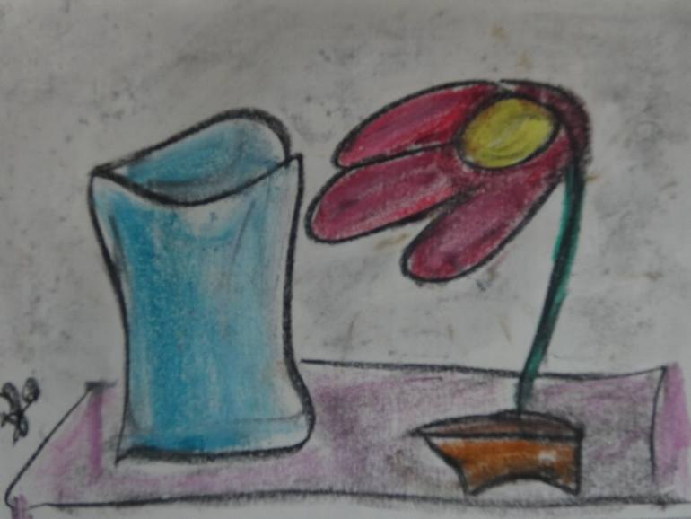 Original Abstract Expressionism Floral Drawing by Laura Bernardeschi Nelson