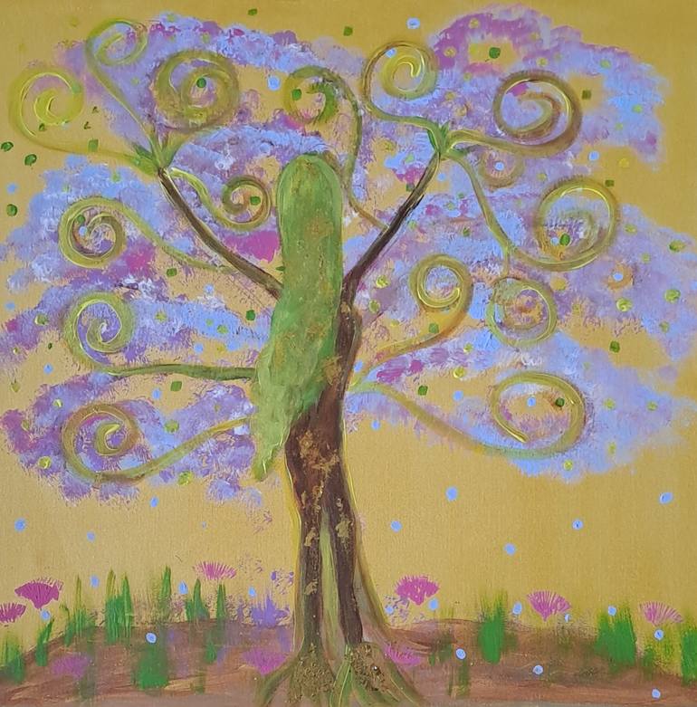 Original Landscape Painting by Laura B Nelson | Abstract Art on Canvas | The Tree of Mother Nature by Laura Bernardeschi Nelson