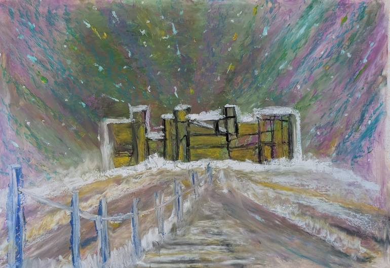Original Landscape Painting by Laura B Nelson | Figurative Art on Paper | The Long Way Home by Laura Bernardeschi Nelson