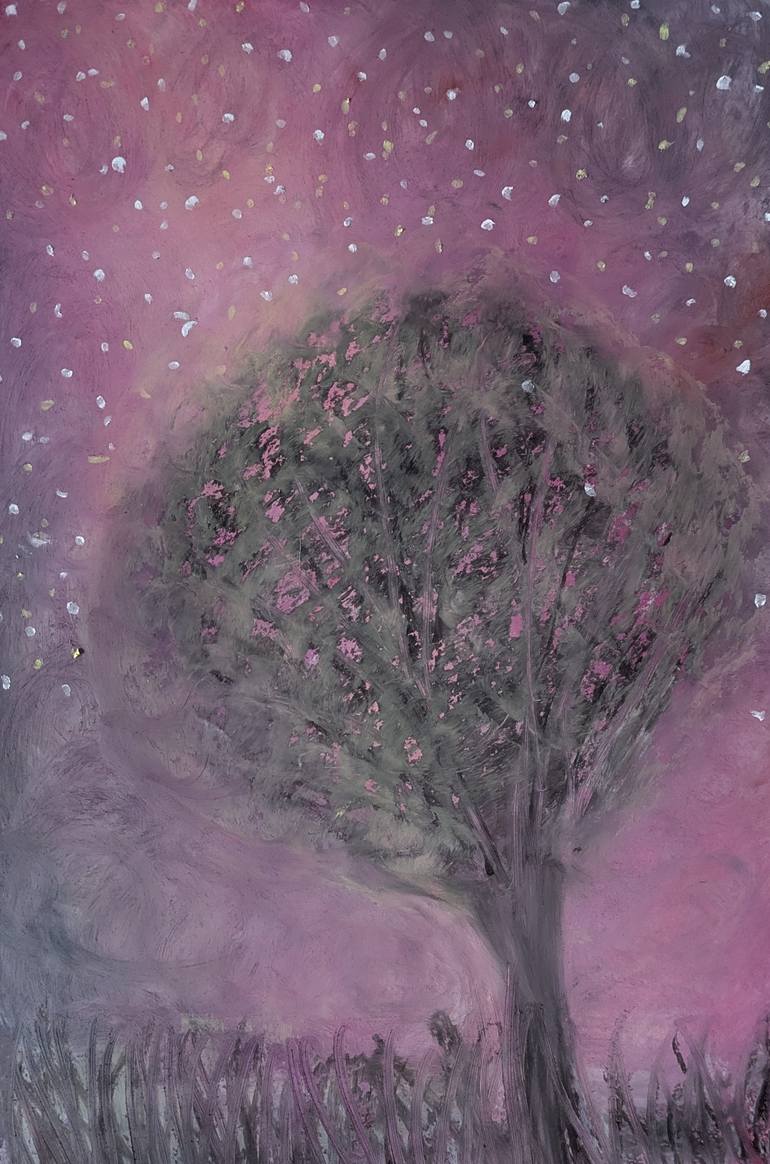 Original Fantasy Painting by Laura B Nelson | Figurative Art on Paper | The night Learn to Bloom by Laura Bernardeschi Nelson