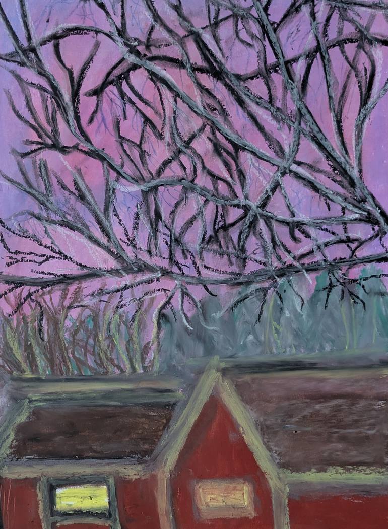 Original Seascape Painting by Laura B Nelson | Figurative Art on Paper | Under the Weight of Quiet Branches by Laura Bernardeschi Nelson