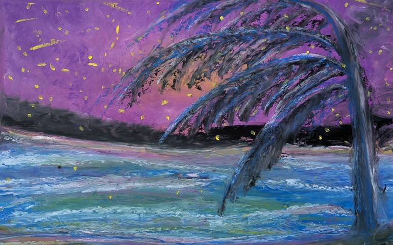 Original Nature Painting by Laura B Nelson | Figurative Art on Paper | Where the Night Bent the Trees by Laura Bernardeschi Nelson