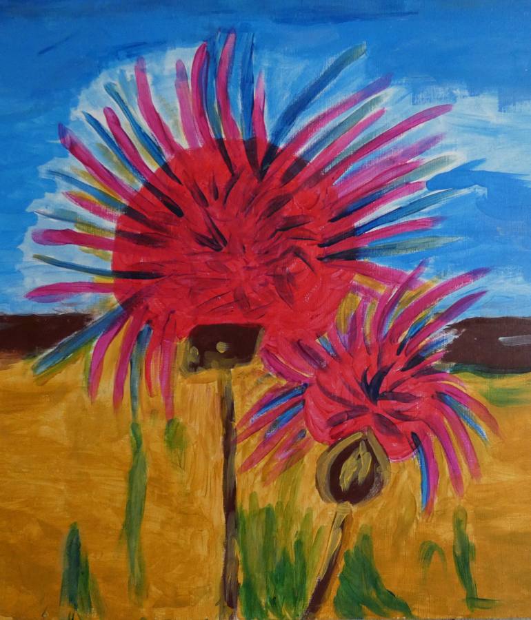 Original Abstract Expressionism Floral Painting by Laura Bernardeschi Nelson