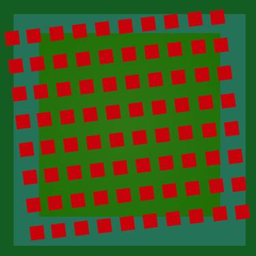 Foule des carrées rouges et verts - Limited Edition of 1 thumb