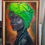 For the painting, I used oil, texture paste and beads. Portrait of an abstract. dark girl with unusual eyes. I like to do unusual things with a twist. The painting is sold without a frame. Frame can be bought at will.