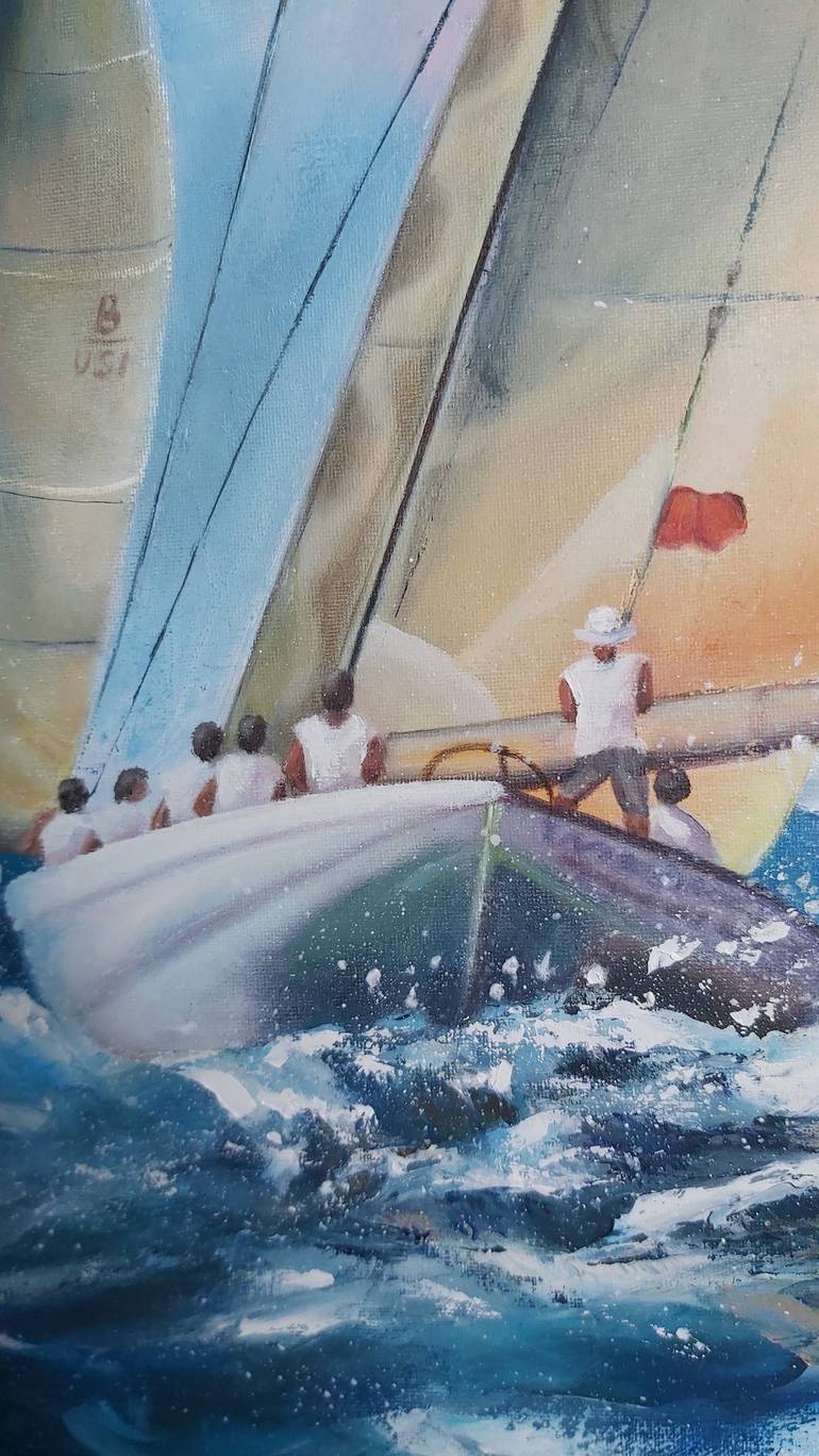 Original Impressionism Sailboat Painting by Mila Mirosh