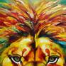 Rainbow Lion 
80 x 80 cm 
Pop Art.  Modem 

I used texture paste, golden paper, 
The  painting   is varnished.
He will follow you!