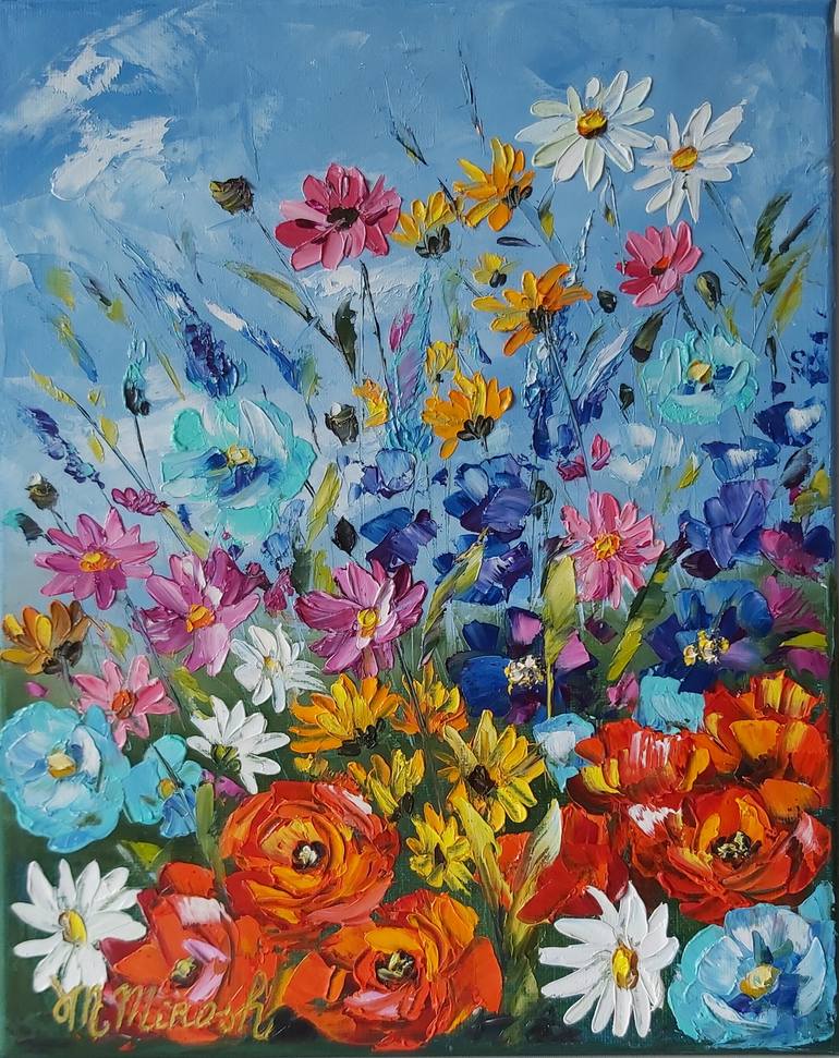 Original Impressionism Floral Painting by Mila Mirosh