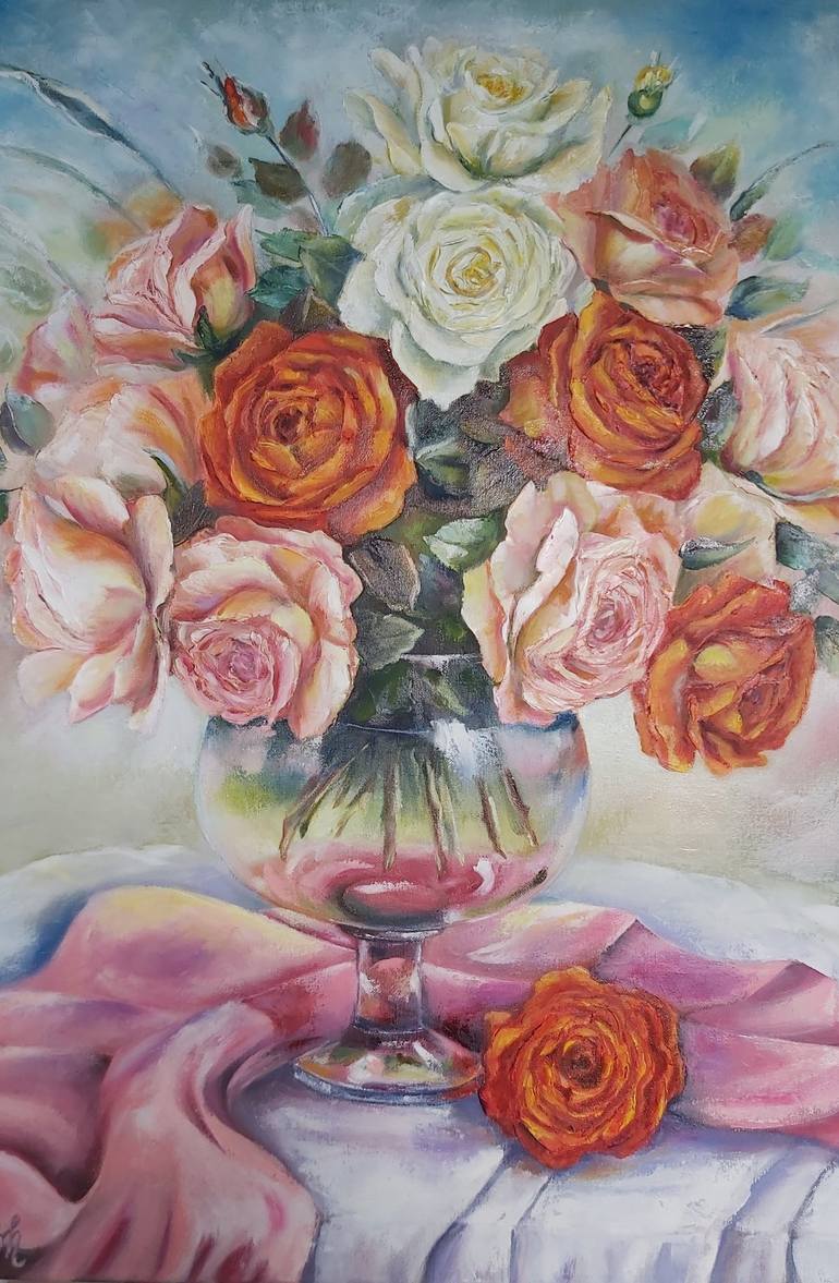 Original Art Deco Floral Painting by Mila Mirosh