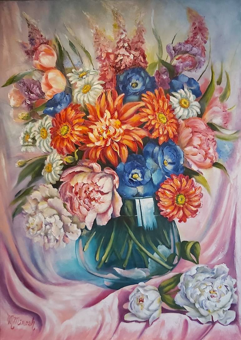 Original Art Deco Floral Painting by Mila Mirosh