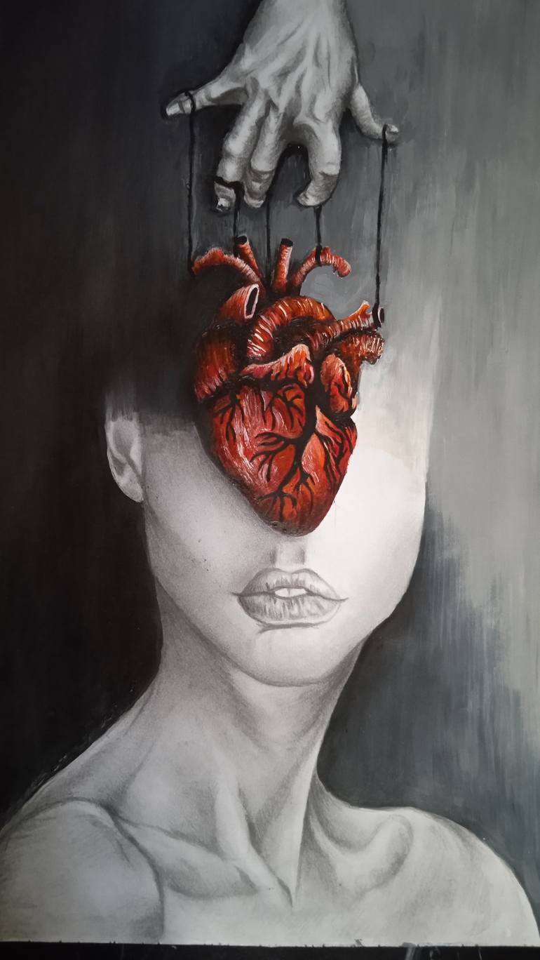 Original Abstract Portrait Drawing by Teo Art