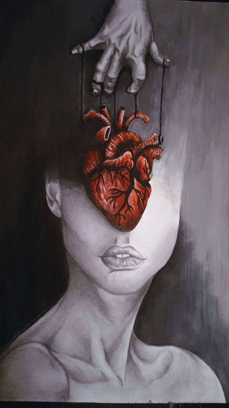 Original Abstract Portrait Drawing by Teo Art