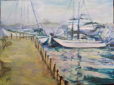 Original Impressionism Boat Paintings by Marina Tregubova