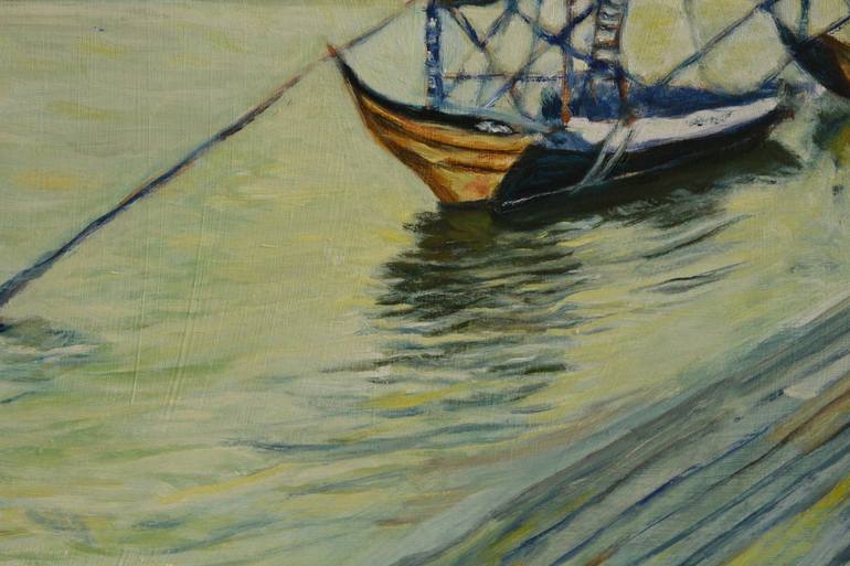 Original Boat Painting by Marina Tregubova