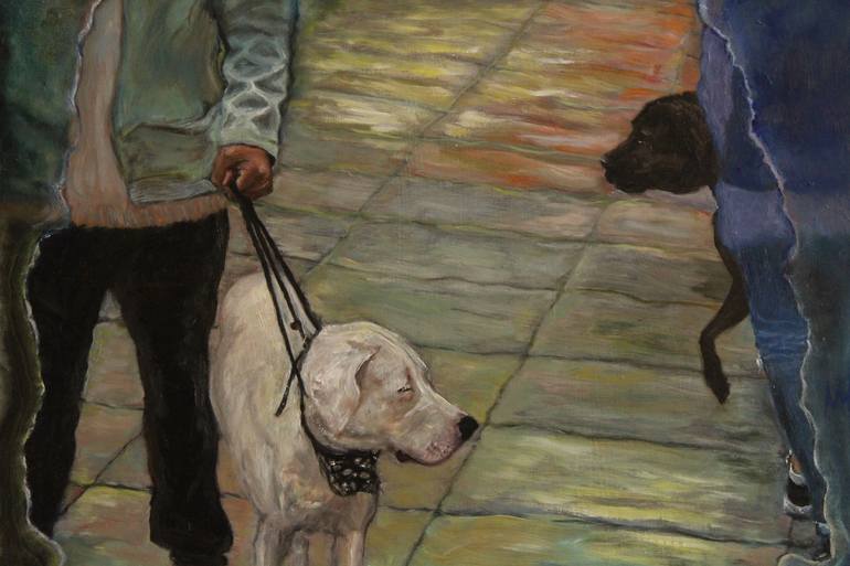 Original Expressionism Dogs Painting by Marina Tregubova