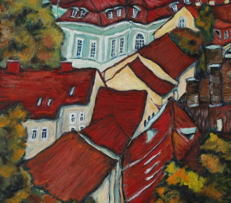 Original Expressionism Cities Painting by Marina Tregubova