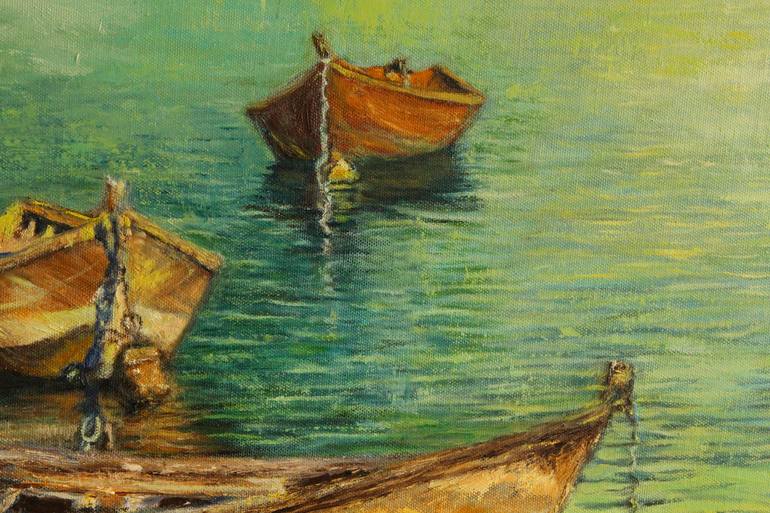 Original Expressionism Boat Painting by Marina Tregubova