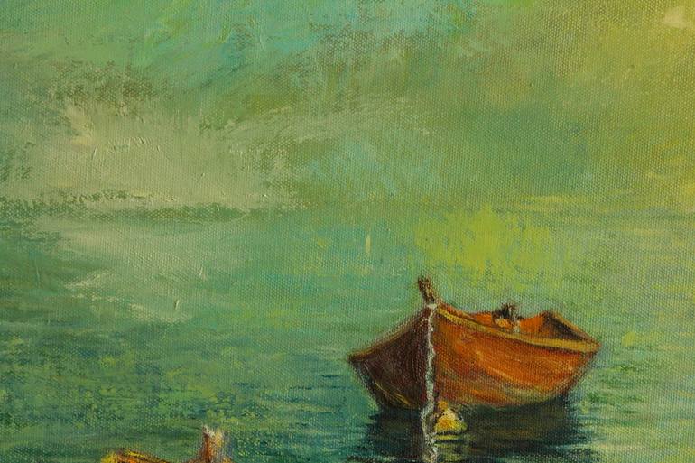 Original Expressionism Boat Painting by Marina Tregubova