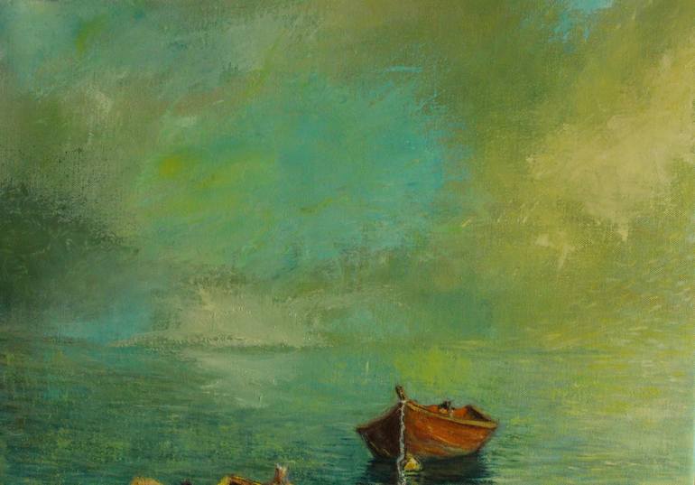 Original Expressionism Boat Painting by Marina Tregubova