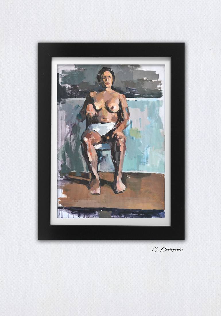 Original Fine Art Nude Painting by Charalampos Cholopoulos