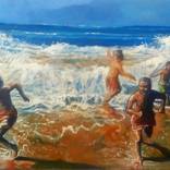 children at beach by ruben molina pintor