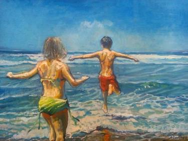 Original Beach Paintings by ruben molina pintor