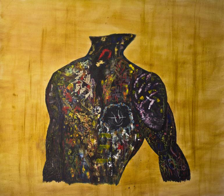 Torso Enigmatic. Abstract Expressionism Painting Unstretched Painting