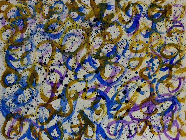 Loops. Modern Acrylic Abstract Expressionism Painting on Paper Painting ...