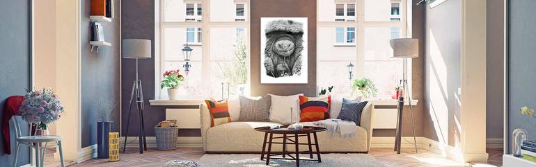 Original Pencil Drawing on Board Animal Painting by Chamindra De S Abeyewickreme