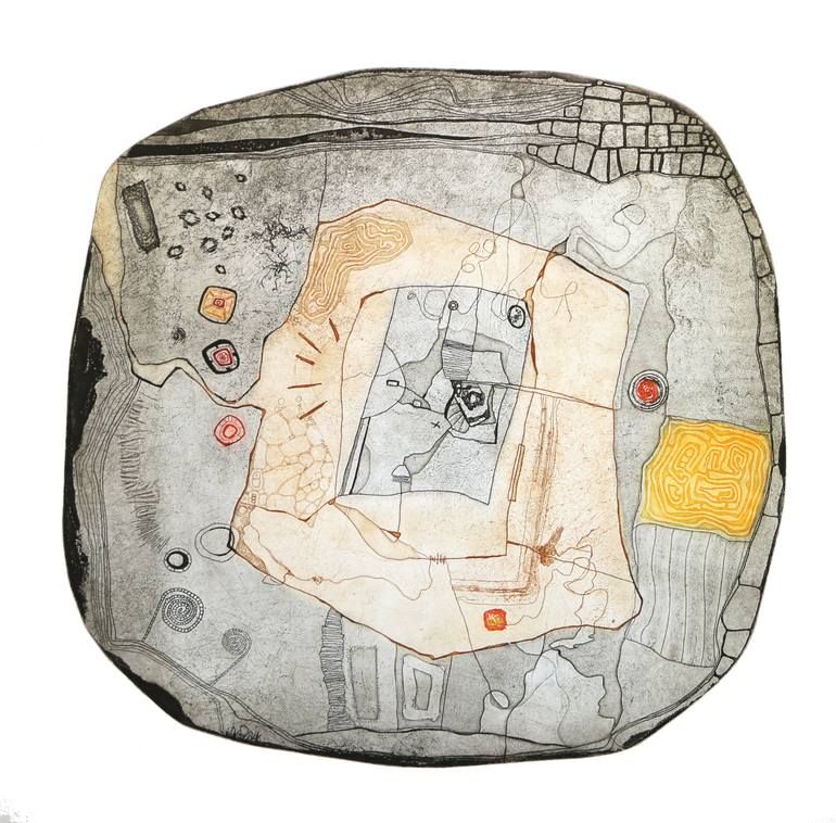 Original Abstract Expressionism Landscape Printmaking by Heike Roesel