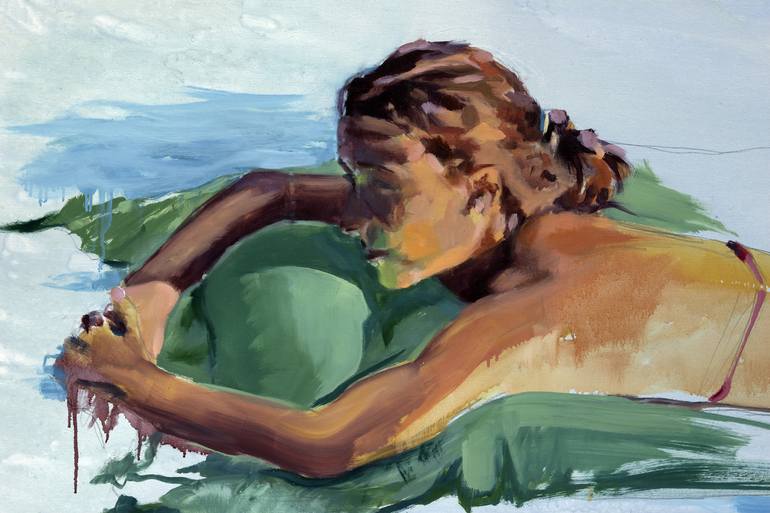 Original Impressionism Beach Painting by Cecilia Marchan