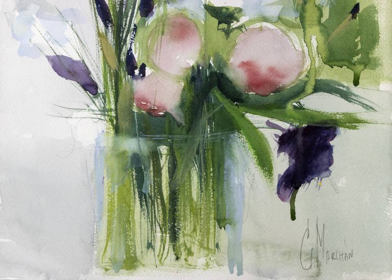 Original Expressionism Floral Painting by Cecilia Marchan