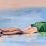 This is a summer beach scene with a guy enjoying the sea water on the shore. It's oil on canvas.

It is signed and delivered with a certificate of authenticity.