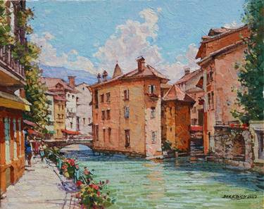 ANNECY old town. Cloud above the Thiou river. thumb