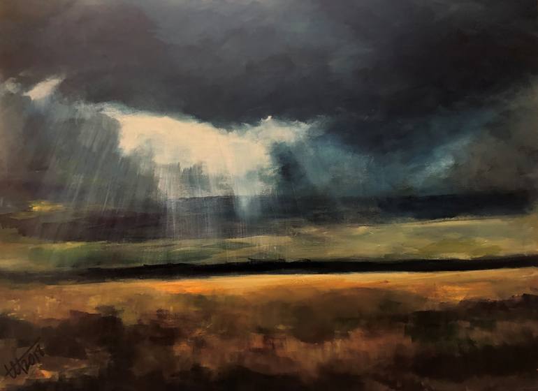 Ranchland Sunburst Painting by Terry Orletsky | Saatchi Art