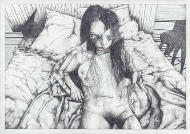 Original Surrealism Nude Drawings by Zoe Lunar