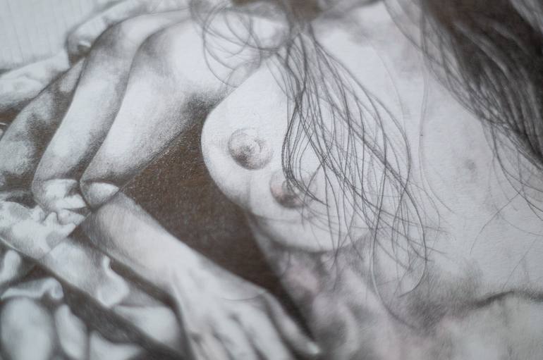 Original Surrealism Nude Drawing by Zoe Lunar