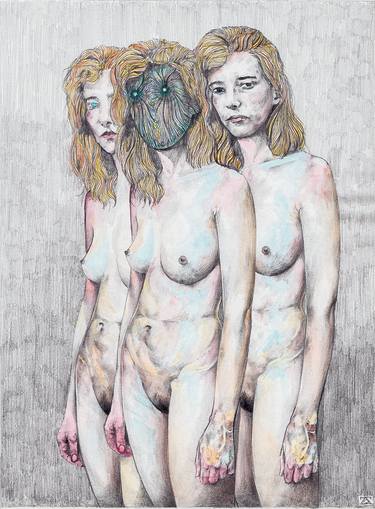 Original Surrealism Nude Drawings by Zoe Lunar