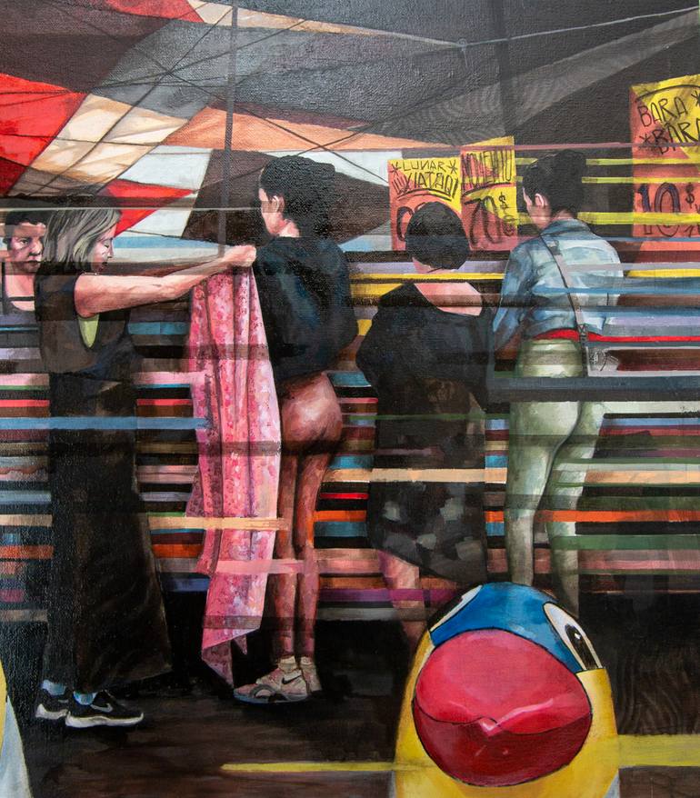Original Surrealism People Painting by Zoe Lunar
