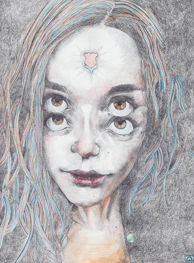Print of Surrealism Portrait Paintings by Zoe Lunar