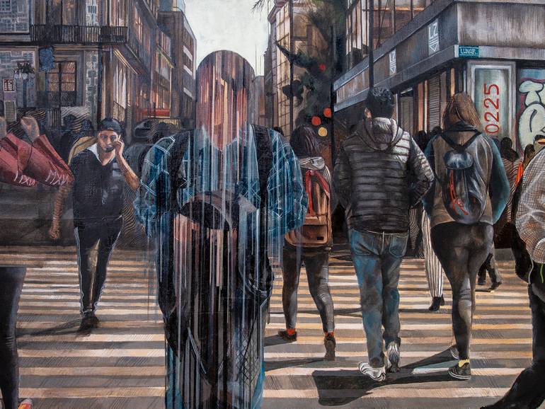 Original Surrealism People Painting by Zoe Lunar