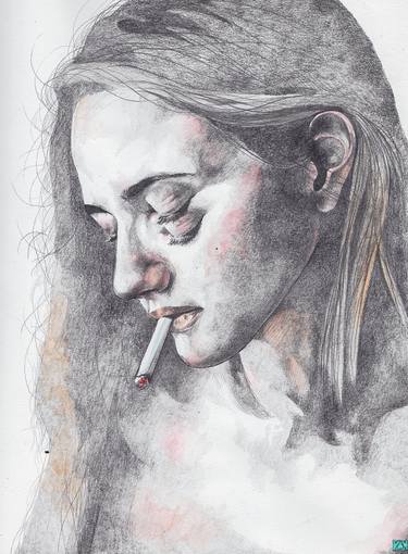 Original Realism Women Drawings by Zoe Lunar