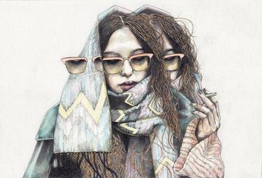 Original Realism Women Mixed Media by Zoe Lunar