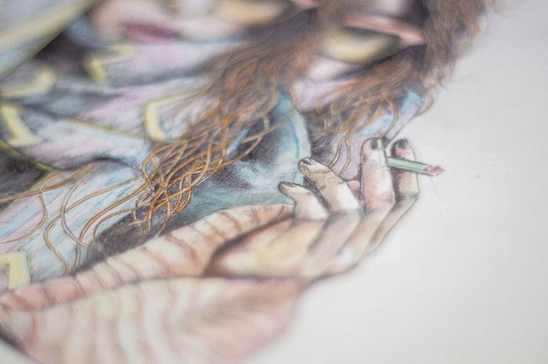 Original Realism Women Mixed Media by Zoe Lunar